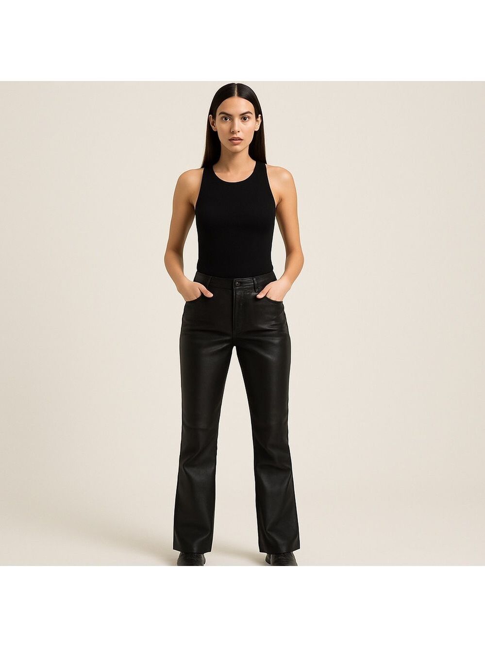 Dimitri vintage high rise durable leather bootcut pants timeless Y2K classic 6